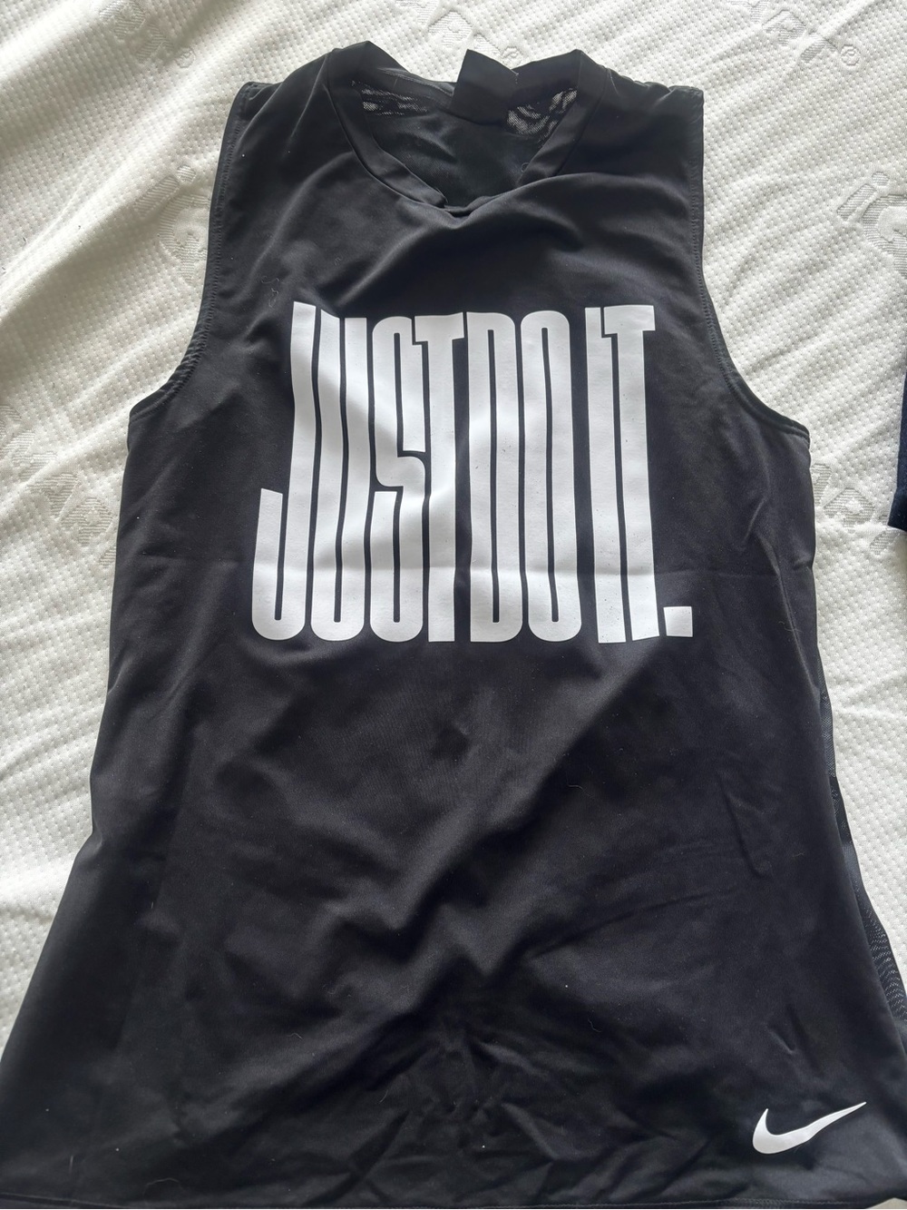 Nike Black Muscle Tank with White 'JUST DO IT.' Graphic